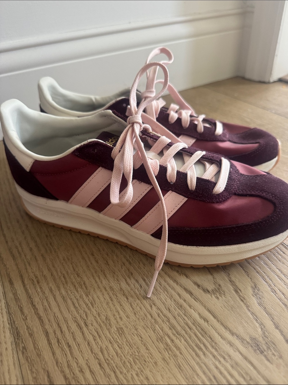 adidas Burgundy and Pale Pink Retro Sneaker